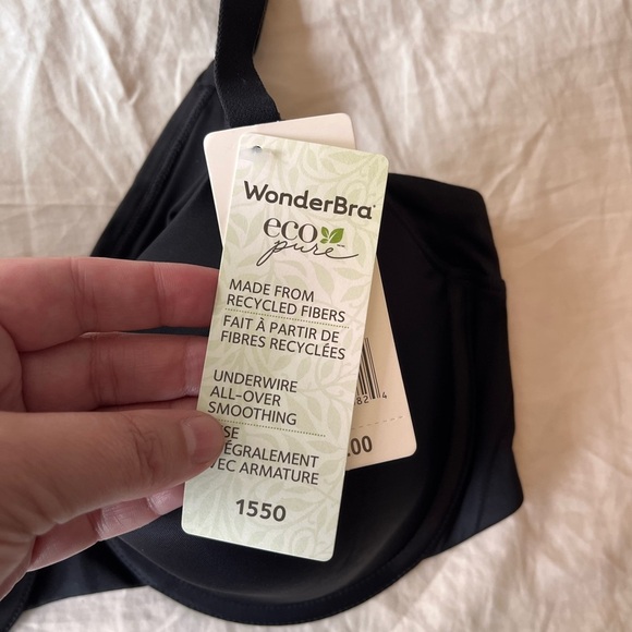 NWT WonderBra Eco Pure Black Underwire Bra 36C - Picture 7 of 12